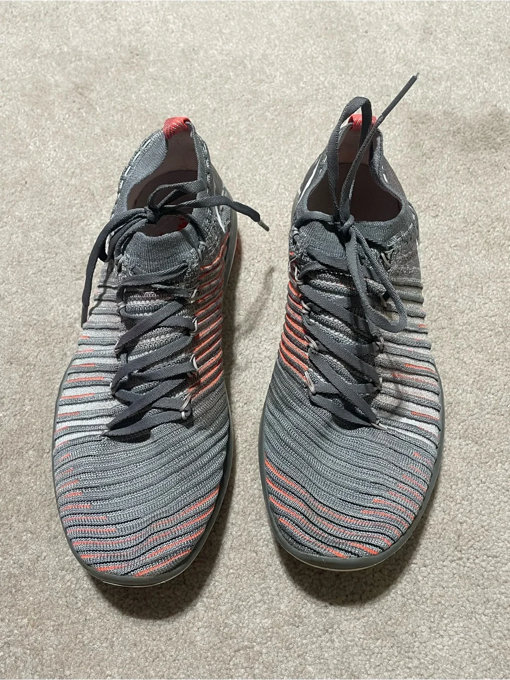 Women’s Nike training Gray Knit Sneakers with Coral Accents